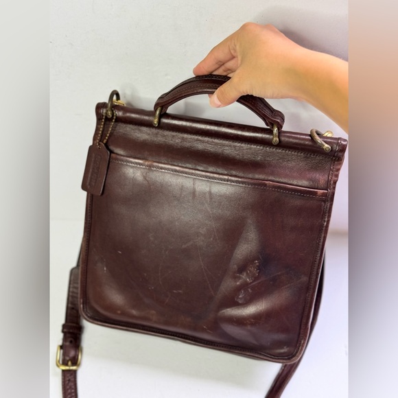 Vintage Coach Mahogany Brown Leather Willis Turnlock Shoulder Crossbody Bag 9927 - Picture 4 of 16